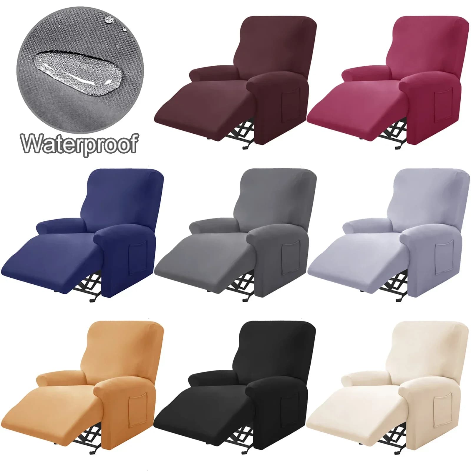 Funda de sofá reclinable impermeable, funda de sofá antideslizante para sala de estar, funda de sofá individual, fundas de sillón para el hogar