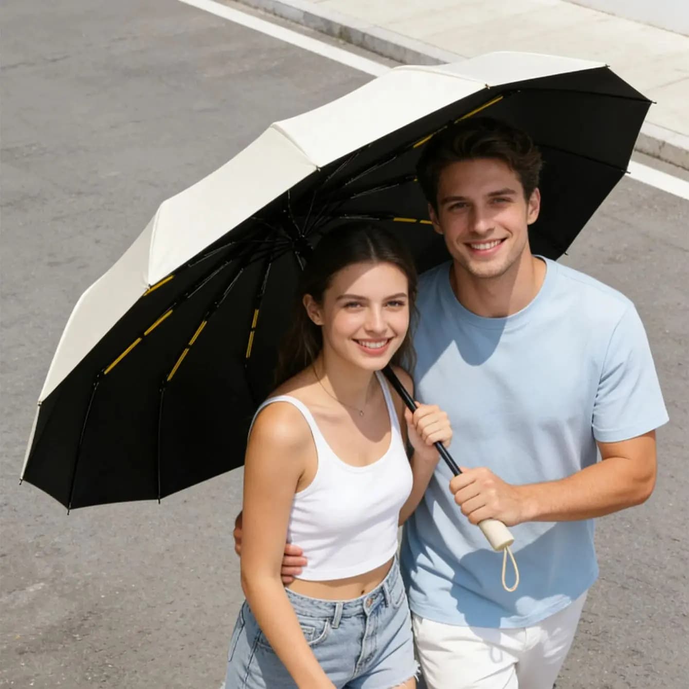 Paraguas plegable automático a prueba de viento, superficie de paraguas grande de 125CM, protección solar UV UPF50+ Paraguas de lluvia para hombre y