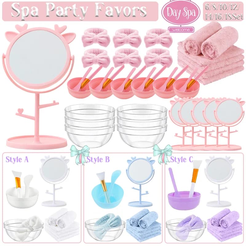 6/8/10/12/14/16 Sets de Artículos para Fiestas de Spa para Niñas, Suministros DIY para Fiestas de Cumpleaños Infantiles, Recuerdos para Fiestas de