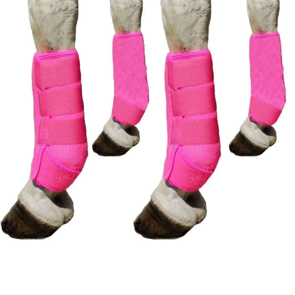 4 unids/set de botas deportivas de caballo coloridas, botas de cepillado de medicina duraderas de 3 tamaños, cómodas y fáciles de usar, envolturas