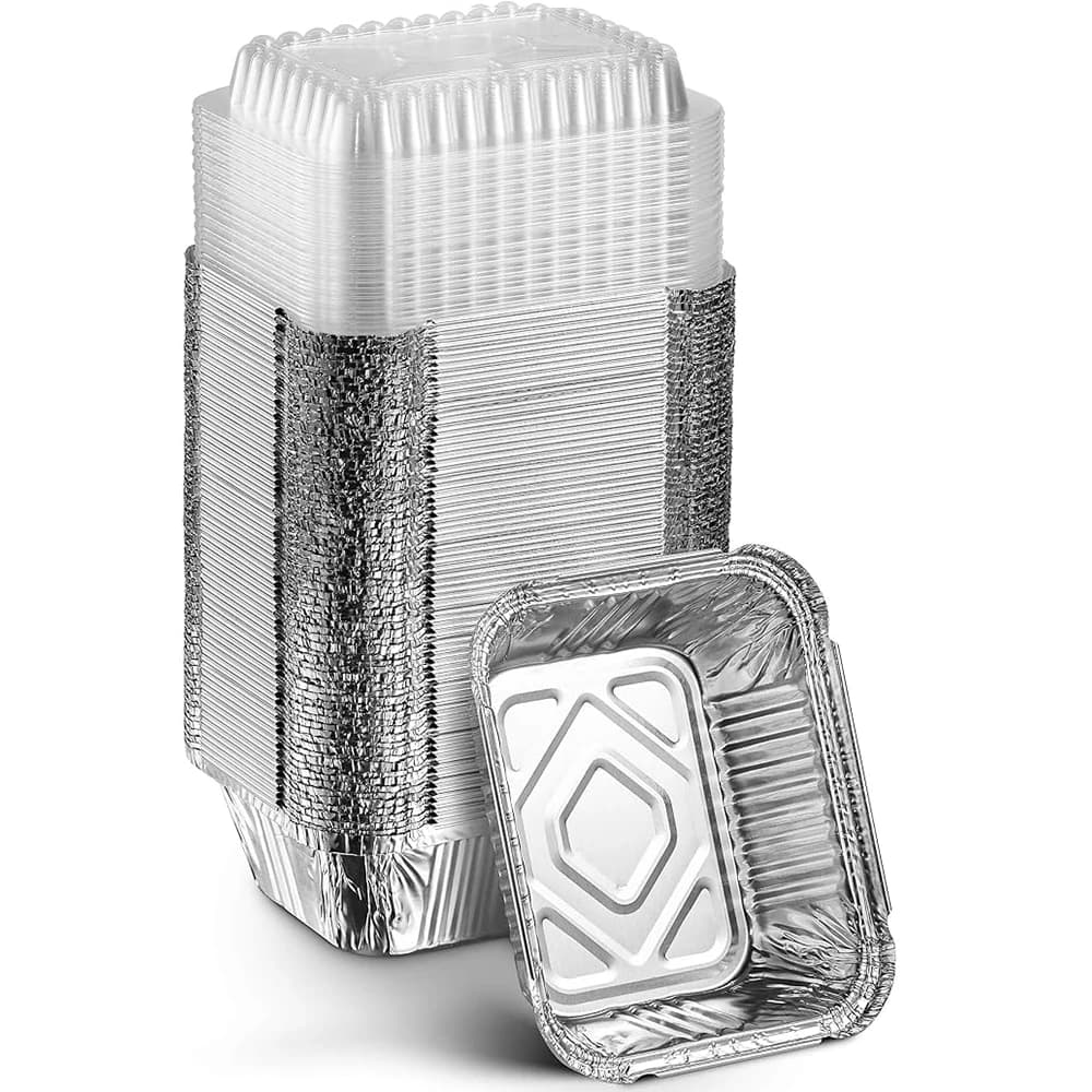 Recipientes Desechables de Aluminio para Llevar Comida con Tapas Transparentes, Sellado Fuerte para Mayor Frescura, Resistentes a Derrames,