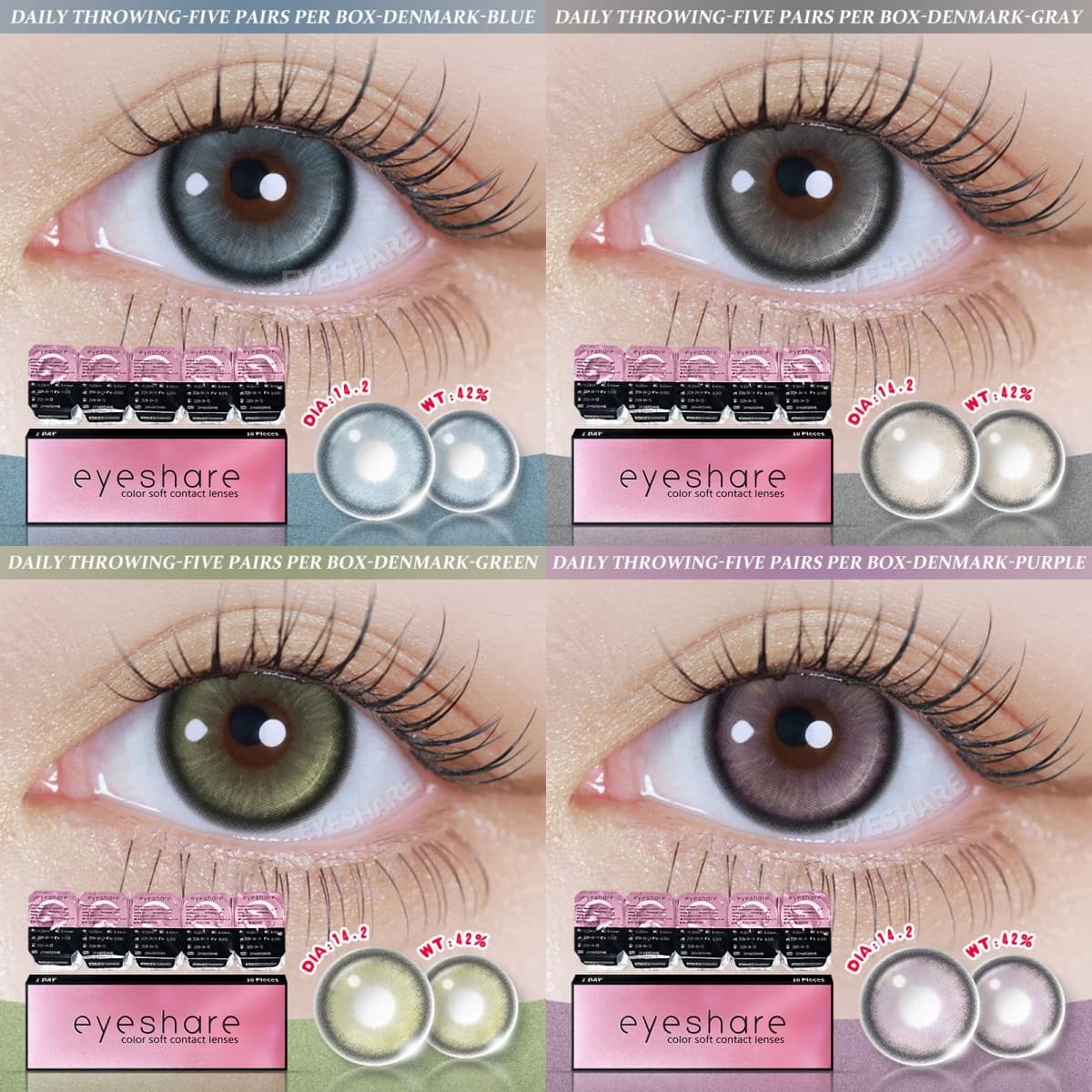 EYESHARE-lentes de contacto de 1 día, lentillas desechables de color azul Natural, maquillaje de 1 día, 10 piezas