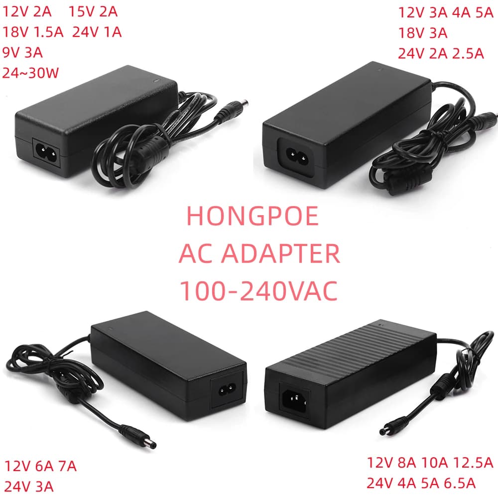 Adaptador de fuente de alimentación DC 5V 9V 12V 15V 18V 24V AC 100V-240V 1A 2A 3A 5A 6A 8A 10A adaptador convertidor de cargador para tiras de luz