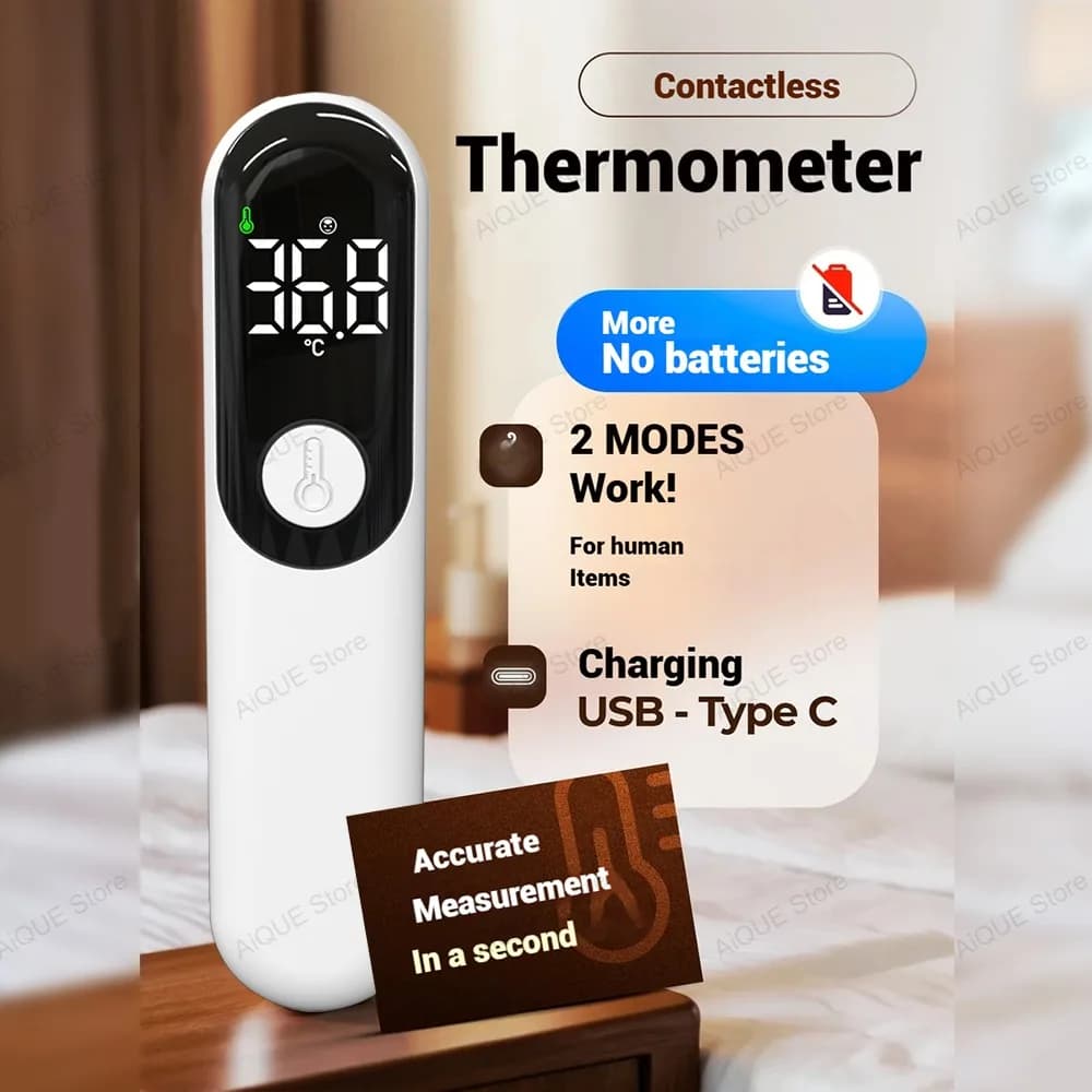 Termómetro Recargable AiQUE 90 días en Espesa ℃ ℉   Termómetro médico infrarrojo Digital para la frente, temperatura corporal, fiebre, leche