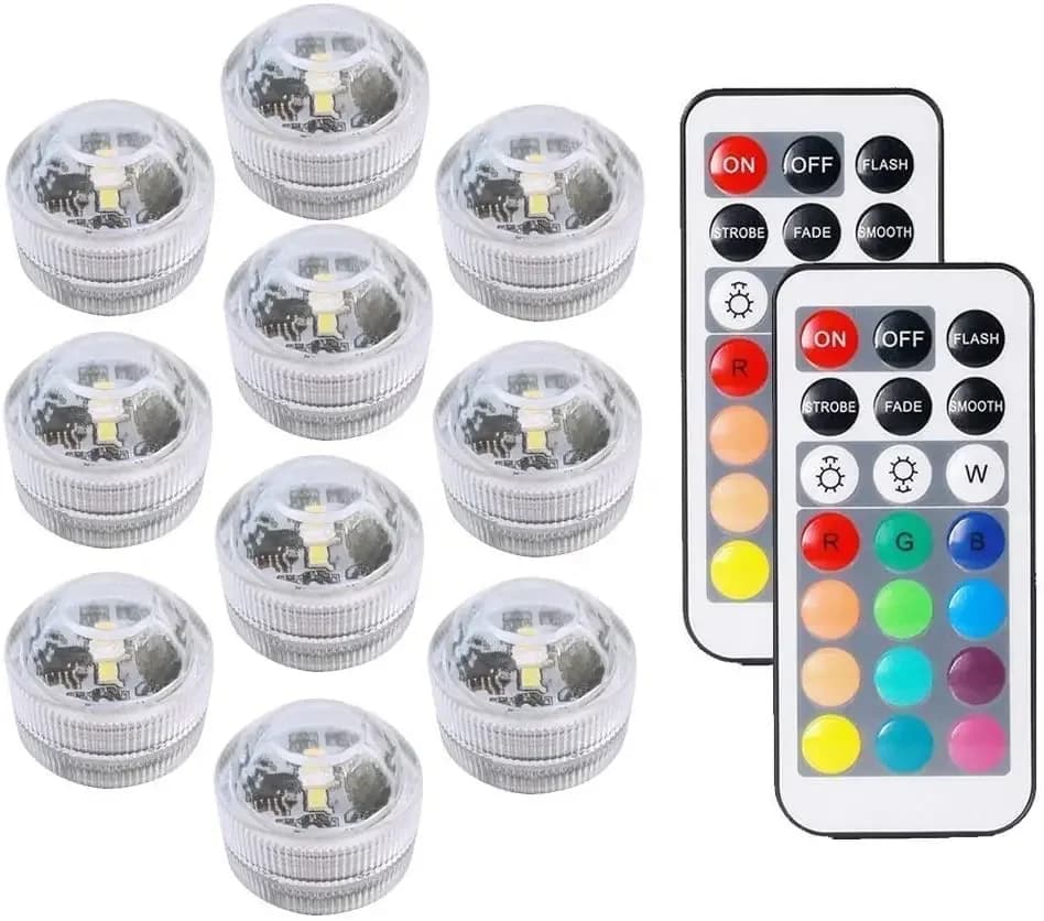Luces LED sumergibles RGB subacuáticas alimentadas por batería IP68 impermeable piscina atmósfera nocturna lámpara decoración fiesta de boda
