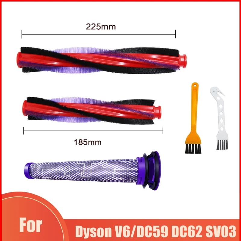 Dyson V6 Animal Fluffy DC59 DC62 SV03 SV073 aspiradora inalámbrica rodillo de cerdas barra de cepillo prefiltro repuestos