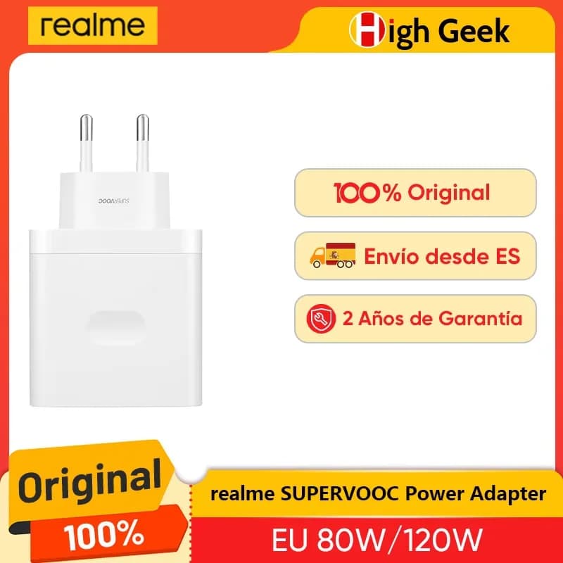 Cargador Original realme SUPERVOOC con Adaptador de Corriente para realme 16 Pro Plus, realme GT 7, realme GT 8 Pro, realme 14 Pro Plus