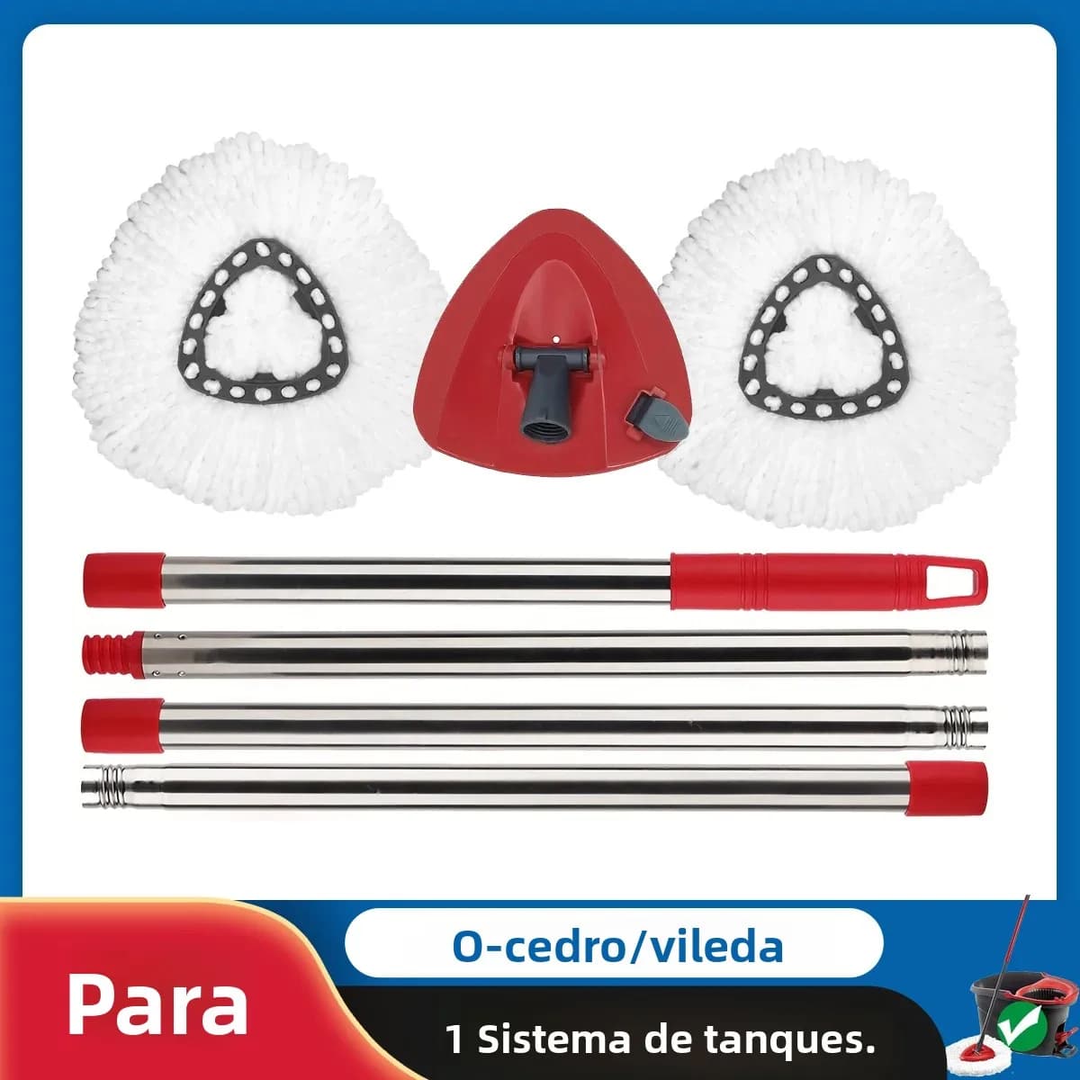Accesorios de fregona para fregona giratoria EasyWring de microfibra O-cedro/Vileda, cabezal de fregona giratoria para sistema de tanque