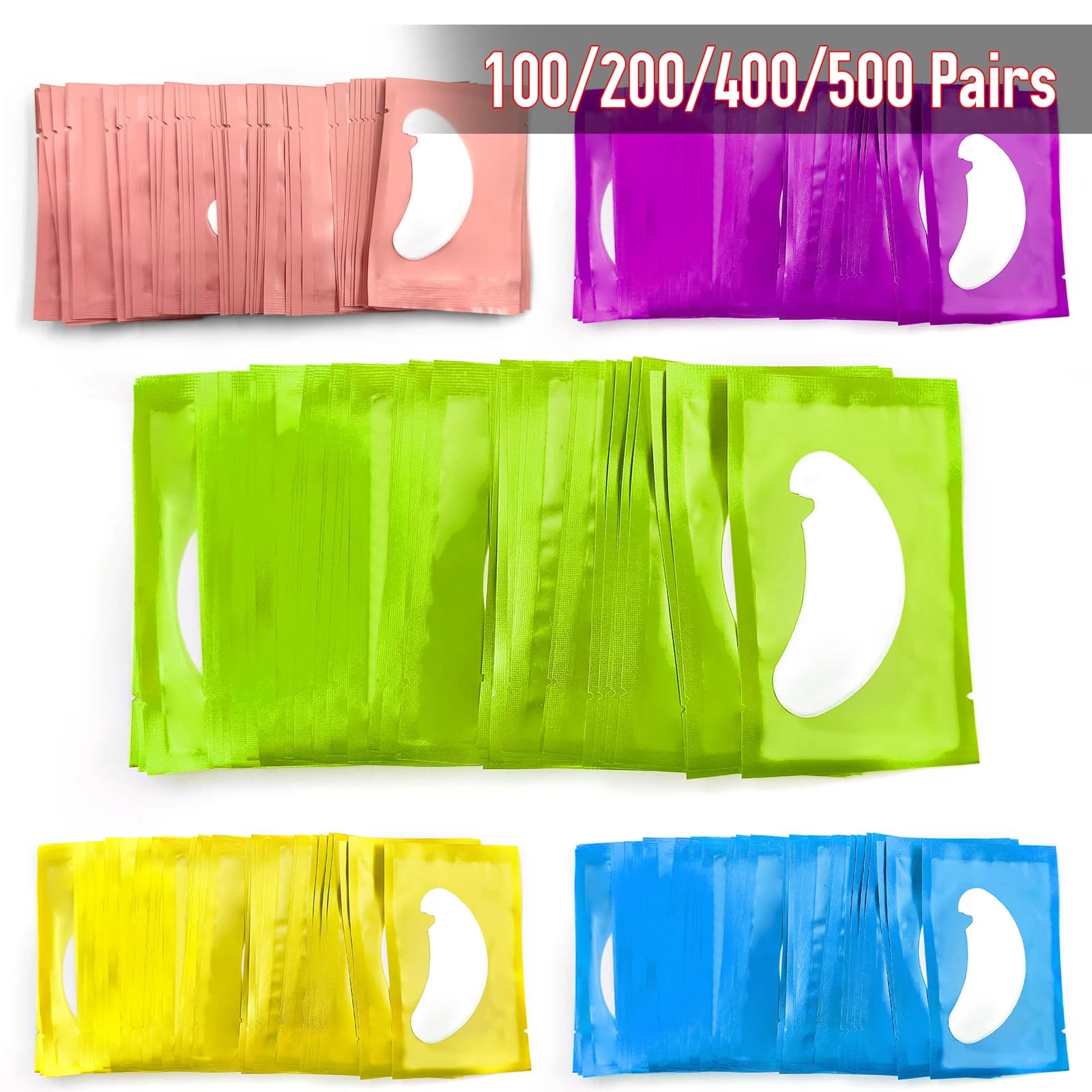 100/200/400/500 pares de pegatinas para injerto de pestañas, parche de hidrogel, suministros de extensión de pestañas suaves y no irritantes