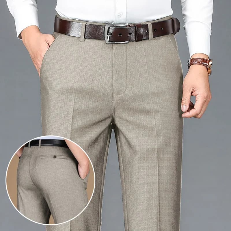 Nuevos pantalones clásicos de traje de negocios de pierna recta para hombre, pantalones de oficina para ocasiones formales sólidos, pantalones