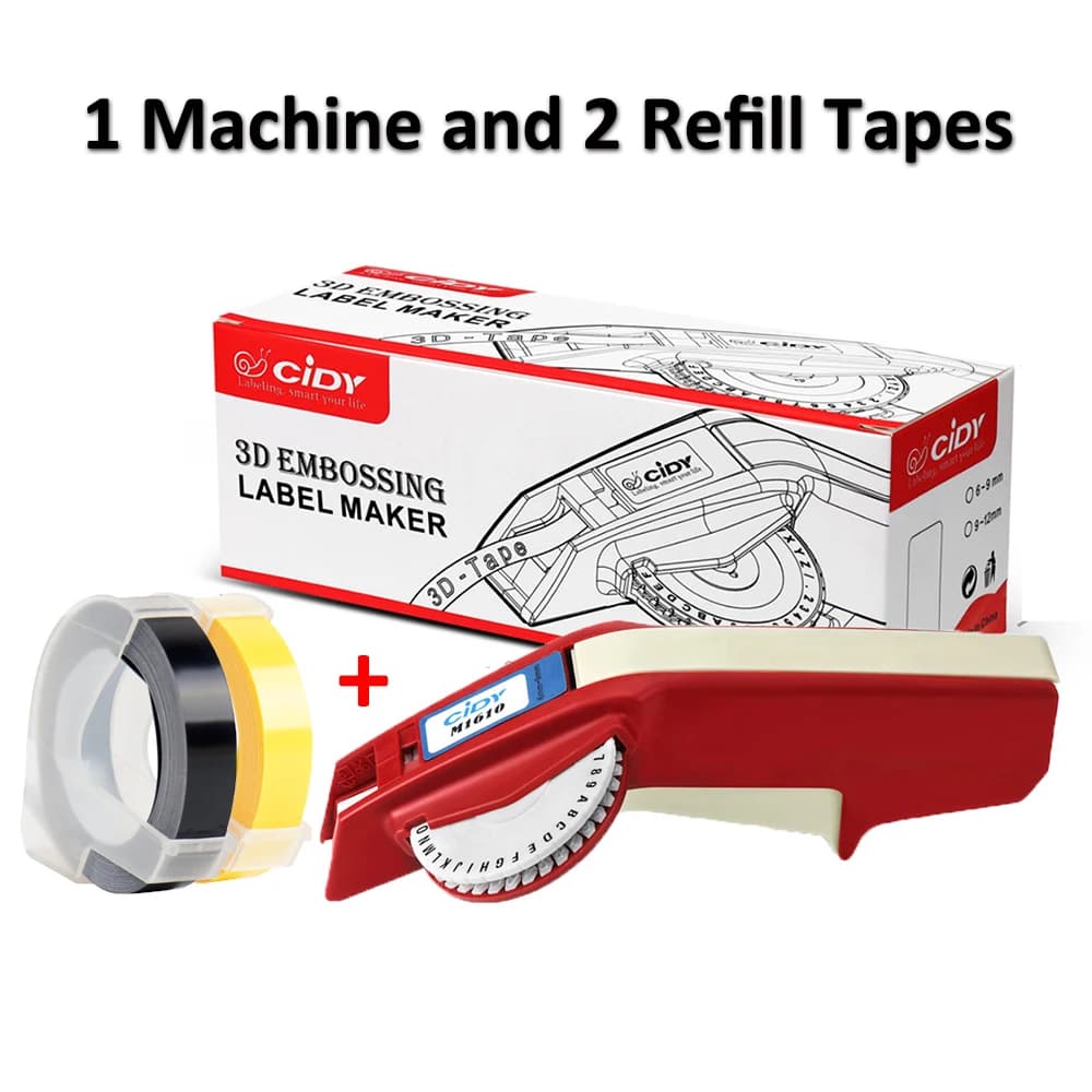 CIDY-impresora Manual de etiquetas para impresora de 6/9mm, máquina de impresión de 6/9mm con 2 recambios, compatible con Dymo 1610 1610 MOTEX 12965