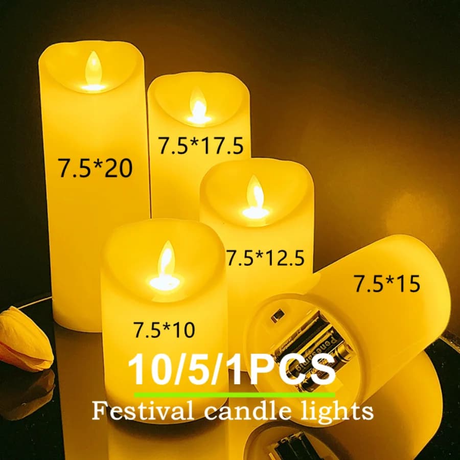 Velas LED sin llama, luz parpadeante, vela sin llama para decoración navideña, boda, suministro para fiesta de cumpleaños, venta al por mayor, 10 ~