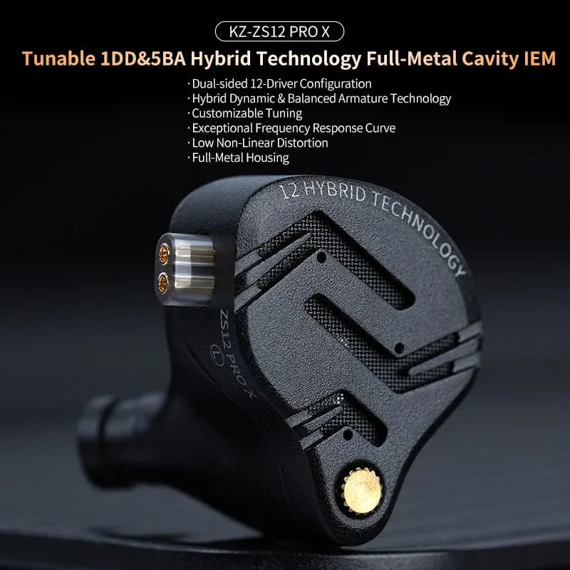 Auriculares KZ ZS12 PRO X de Metal 1DD + 5BA híbridos HIFI Bass In Ear Monitor auriculares deportivos música cancelación de ruido auriculares