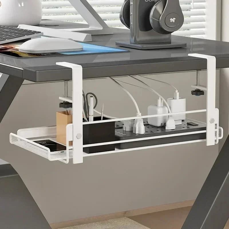 Bandeja Organizadora de Cables para Debajo del Escritorio, Sin Perforaciones, de Acero, Organizador de Cables para Escritorio, Bandeja de Gestión de