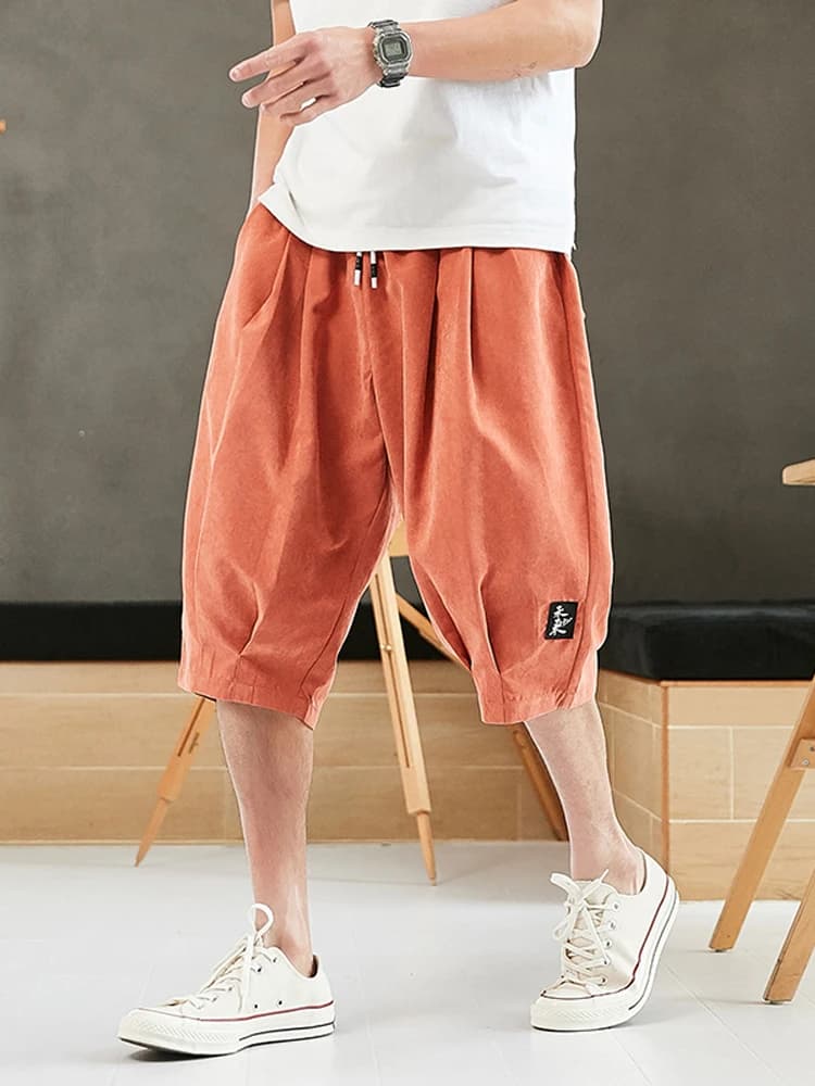 Pantalones Harem de verano de talla grande para hombre, pantalones cortos para correr, pantalones holgados informales hasta la pantorrilla de estilo