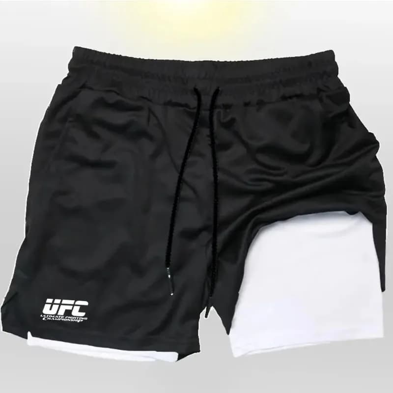 VENOM-pantalones cortos de doble capa para entrenamiento físico para hombre, 2 en 1, de secado rápido, para gimnasio, playa, correr, ropa deportiva