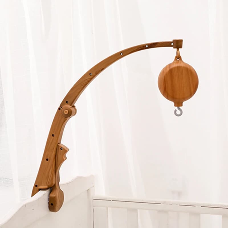 Sonajero de juguete para bebé de 0 a 12 meses, soporte de campana de cama de plástico de grano de madera de imitación, soporte de campana de cama