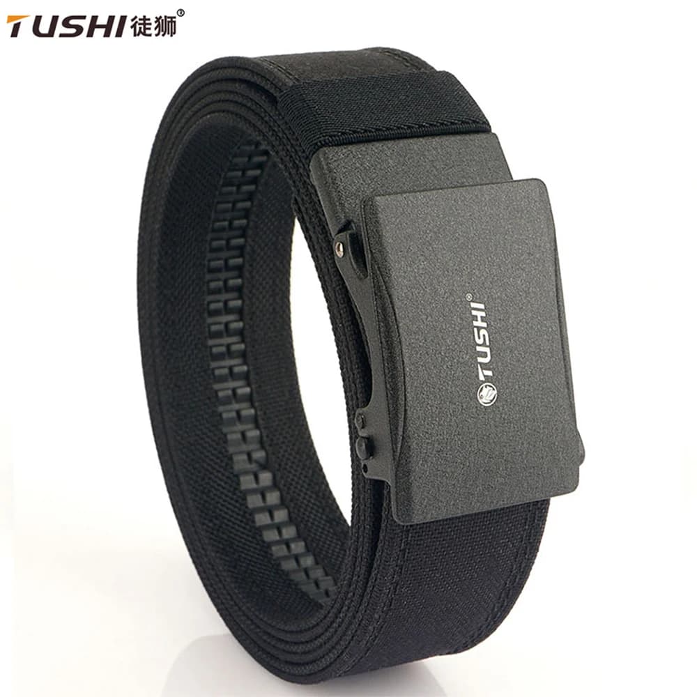TUSHI, nuevo cinturón táctico rígido para hombres, hebilla automática de Metal, cinturón de servicio de policía militar, cinturón de pistola de