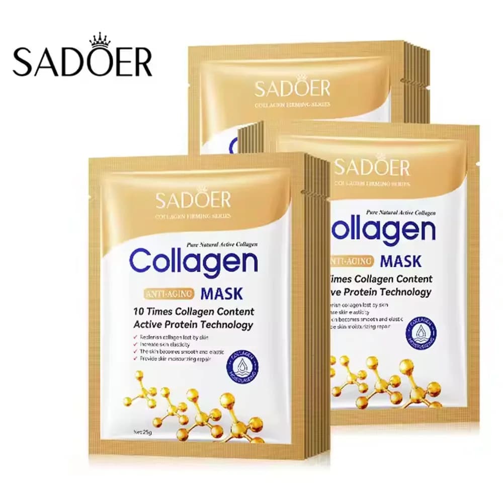 5/10/20/30 Uds SADOER mascarilla Facial de colágeno reafirmante reparación hidratante brillo cuidado de la piel mascarilla de hoja máscaras