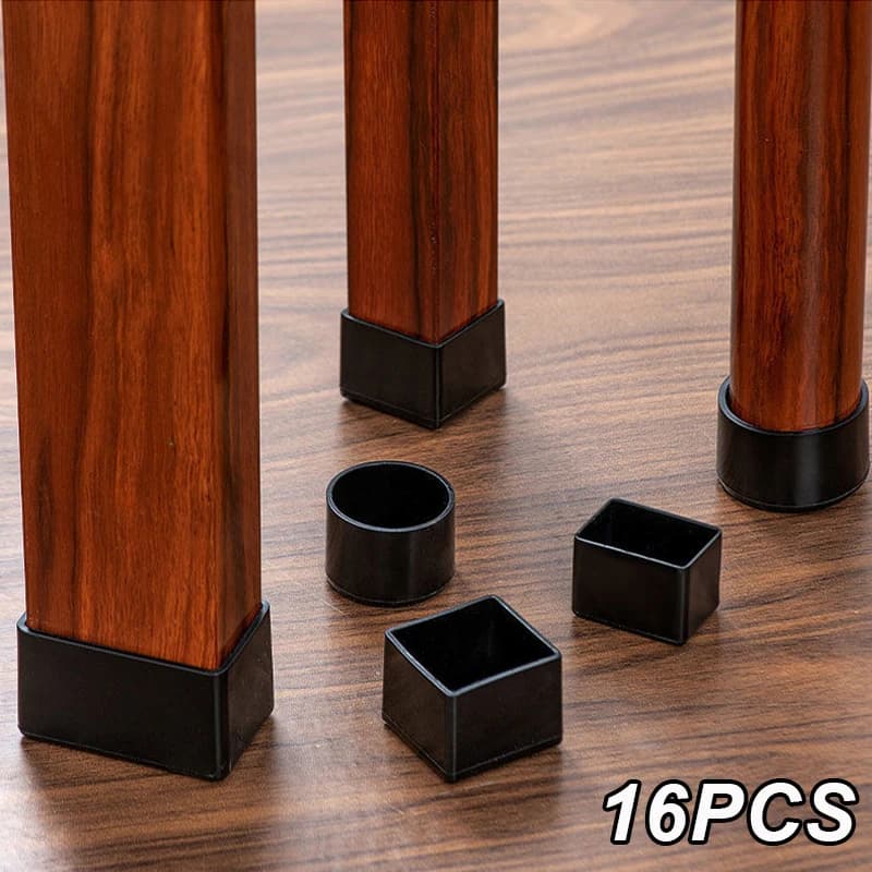 Gorros para patas de silla, protectores de suelo para pies de muebles de goma negra, almohadillas antideslizantes, cubiertas de calcetines para patas