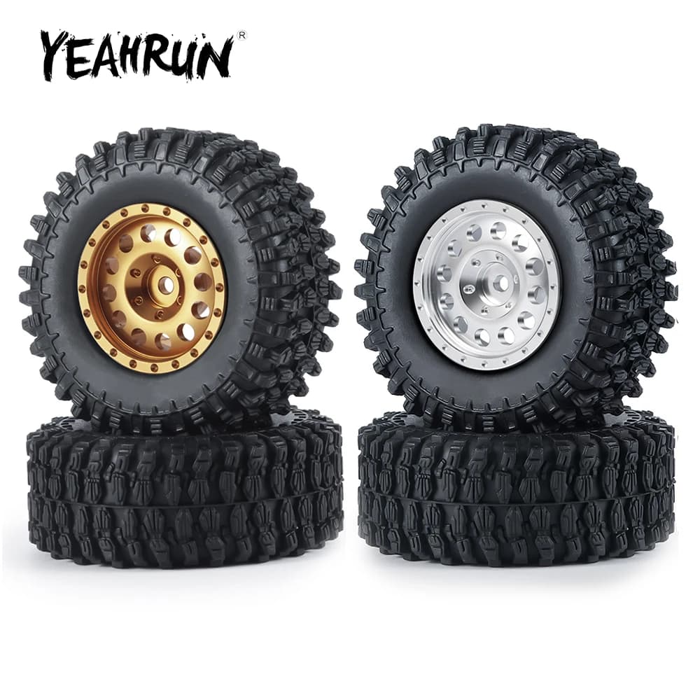 YEAHRUN 4 Uds 1,0 "juego de llantas de Metal Beadlock para 1/24 coche trepador de control remoto Axial SCX24 90081 AXI00001 AXI00002 cerrojo