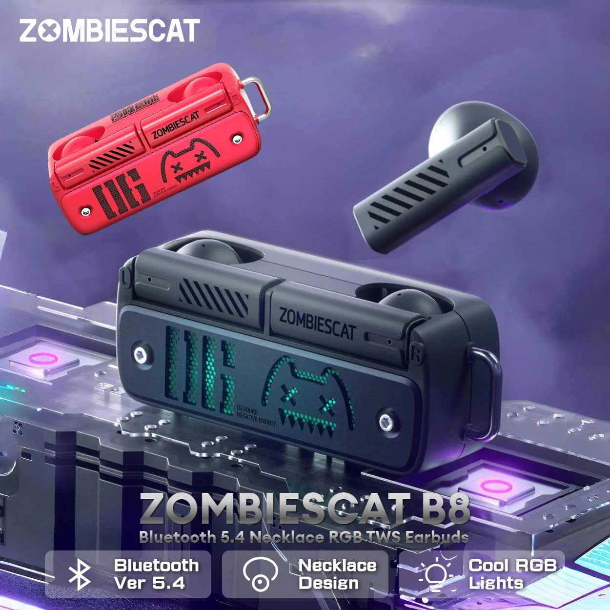 Zombie Cat B8 Bluetooth 5,4 auriculares TWS Ture auriculares inalámbricos ENC cancelación de ruido llamadas HD auriculares inalámbricos diseño de