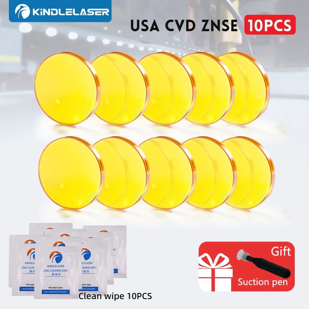 10 Uds lente de enfoque láser ZnSe CVD lente Dia.20 FL38/50,8/63, 5/76,2/101,6/127/160mm con papel de limpieza para máquina cortadora de CO2 gran