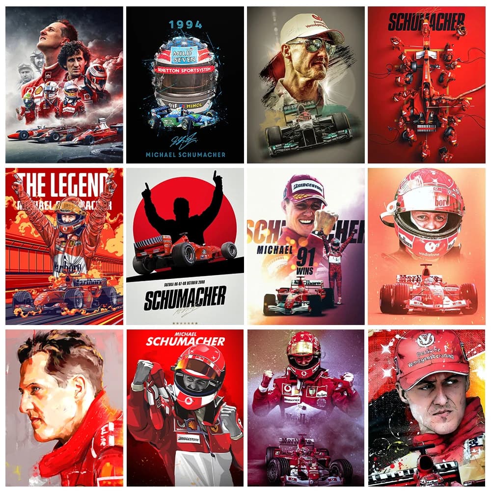 Conductores de Fórmula 1, pintura de diamante 5D, imagen de Schumacher, bordado de diamantes cuadrado/redondo, carteles de deportes de motor,