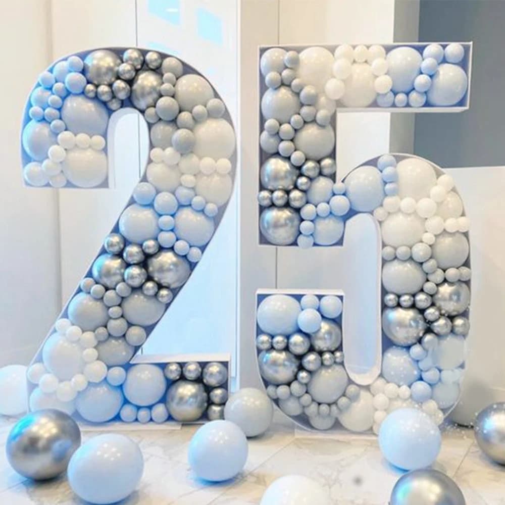 Marco de caja de llenado de globos 16 18 21 Número de cumpleaños 30 40 50 Decoración de aniversario Arco de mosaico 0-9 73/93 cm Figura gigante 1.a