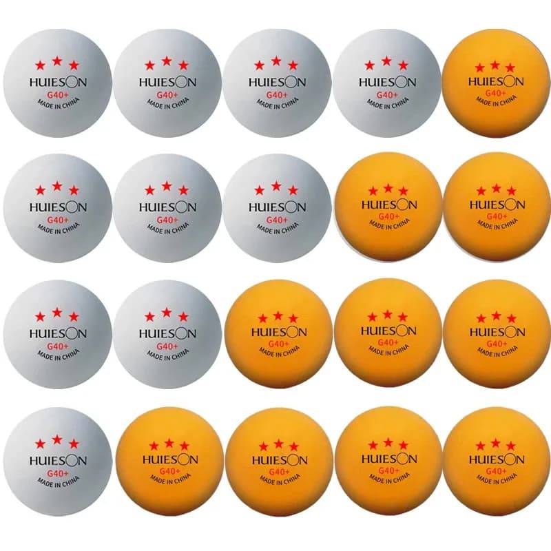 Huieson pelotas de tenis de mesa de 3 estrellas G40 + ABS + pelotas de Ping Pong blancas y amarillas para entrenamiento multipelo de competición