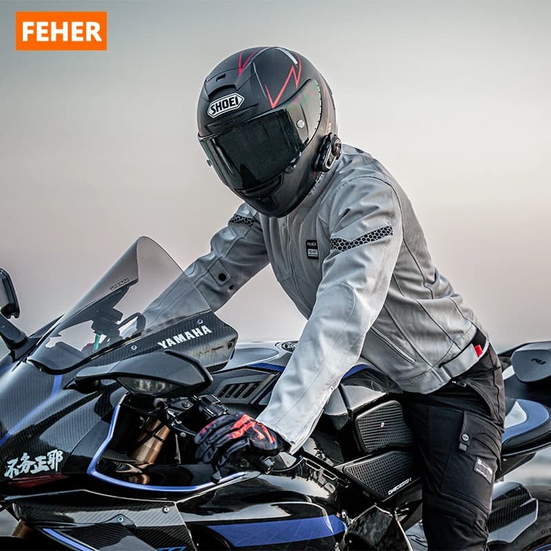 Chaqueta de moto FEHER para hombre, diseño de malla 100% ventilada para verano, chaqueta de moto delgada y ligera para ir al trabajo con chaqueta