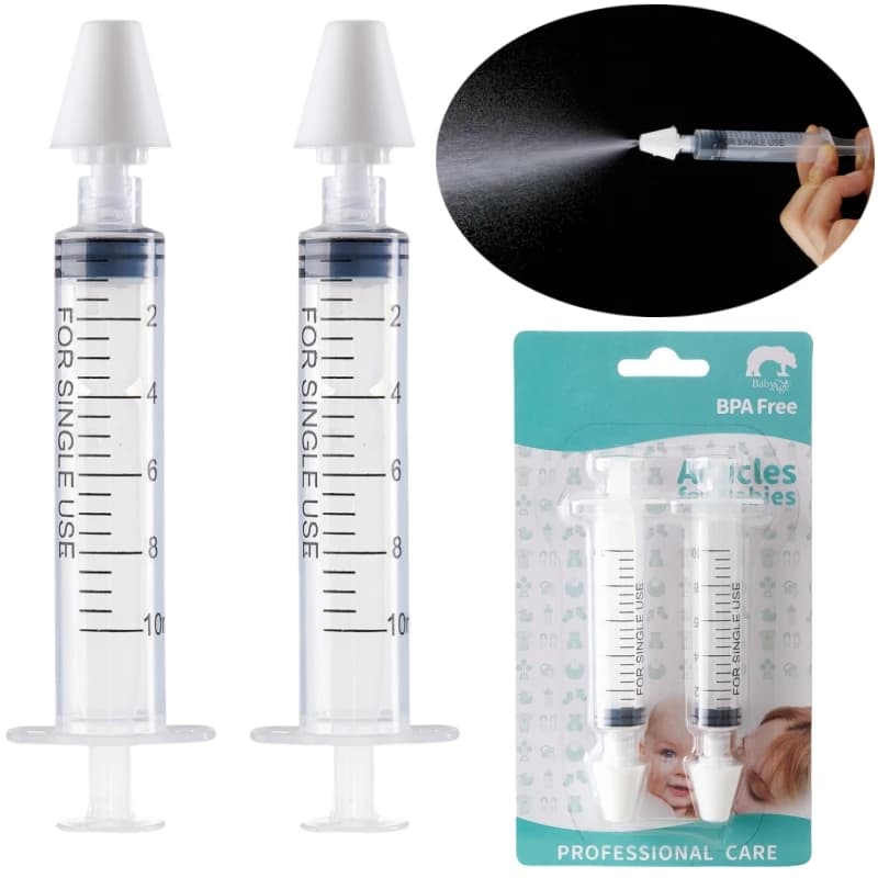 Aspirador Nasal de Silicona para Bebés, Tubo con Puntas de Pulverización, Irrigador Nasal Portátil de Enjuague Rápido
