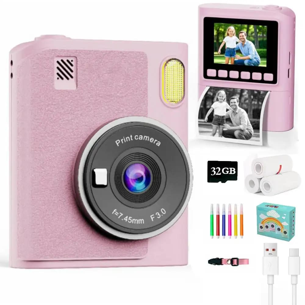 Cámara de impresión instantánea para niños, grabadora de vídeo HD de 1080P, cámara Digital con Zoom 8X para niñas y niños, el mejor regalo de