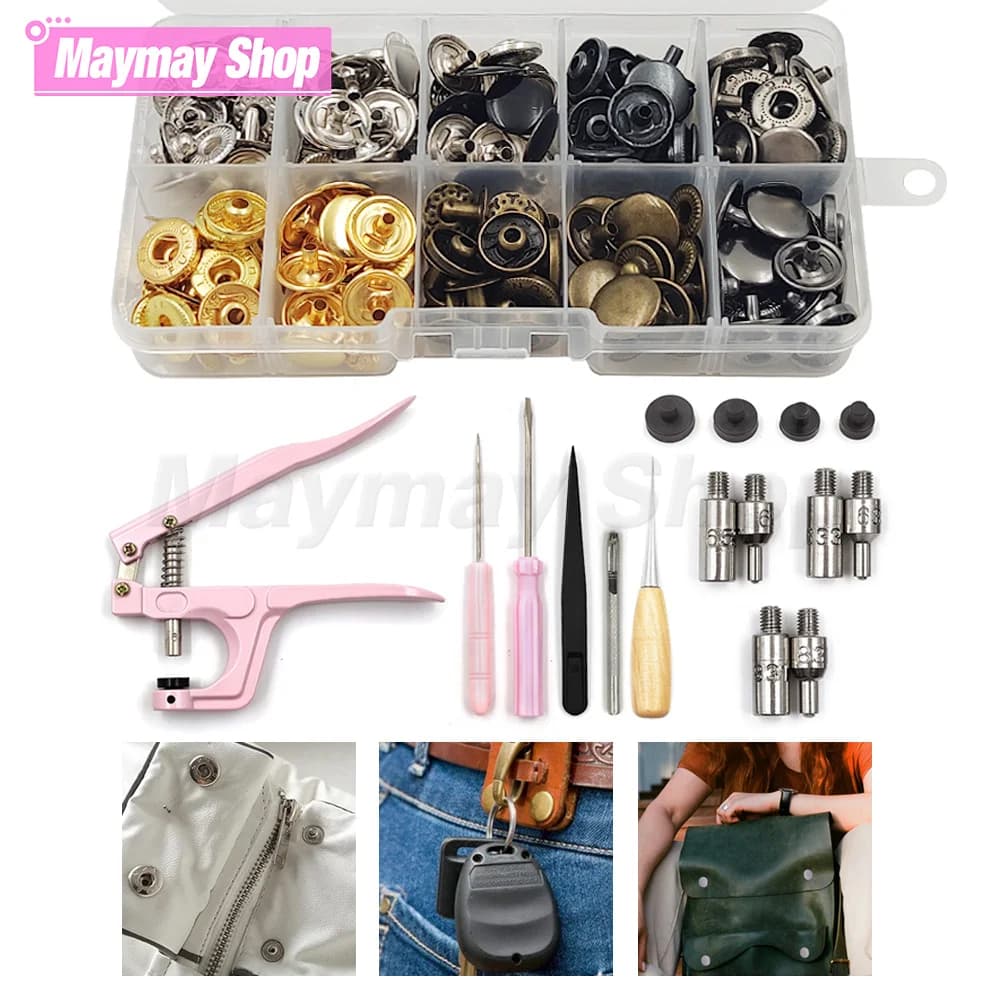Kits de botones con cierre a presión de Metal, alicates de instalación a presión para manualidades de cuero, ropa, prendas, bolsos vaqueros,