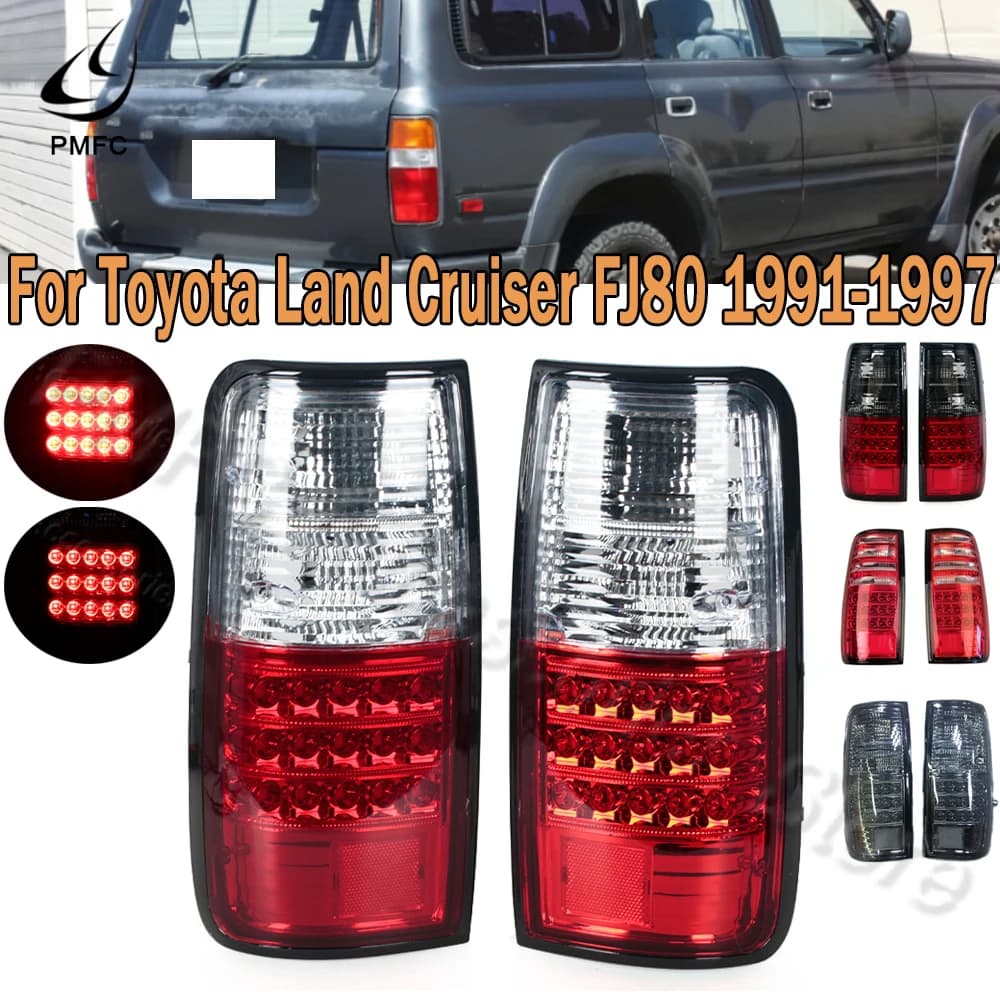 Accesorios para coche PMFC, 1 par de luces traseras de freno aptas para Toyota Land Cruiser FJ80 1991 1992-1997, lámpara reflectora de señal de giro