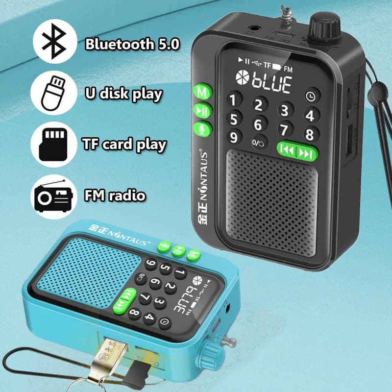 Mini Radio FM portátil, los mejores Radios de recepción, altavoz inalámbrico Bluetooth de 5W, tarjeta TF, disco U, reproductor de música MP3,