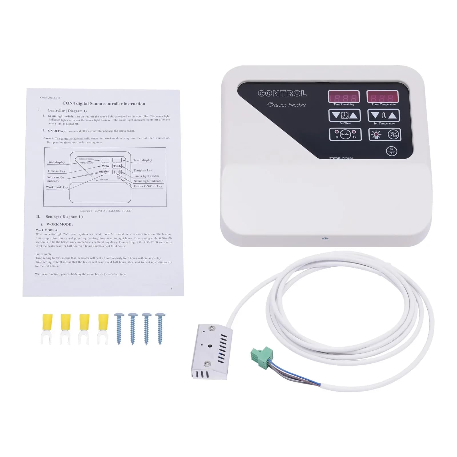 Controlador de sauna Controlador de sauna externo Dispositivo de control de sauna de 3-9KW 220V con sensor de temperatura para sauna doméstica