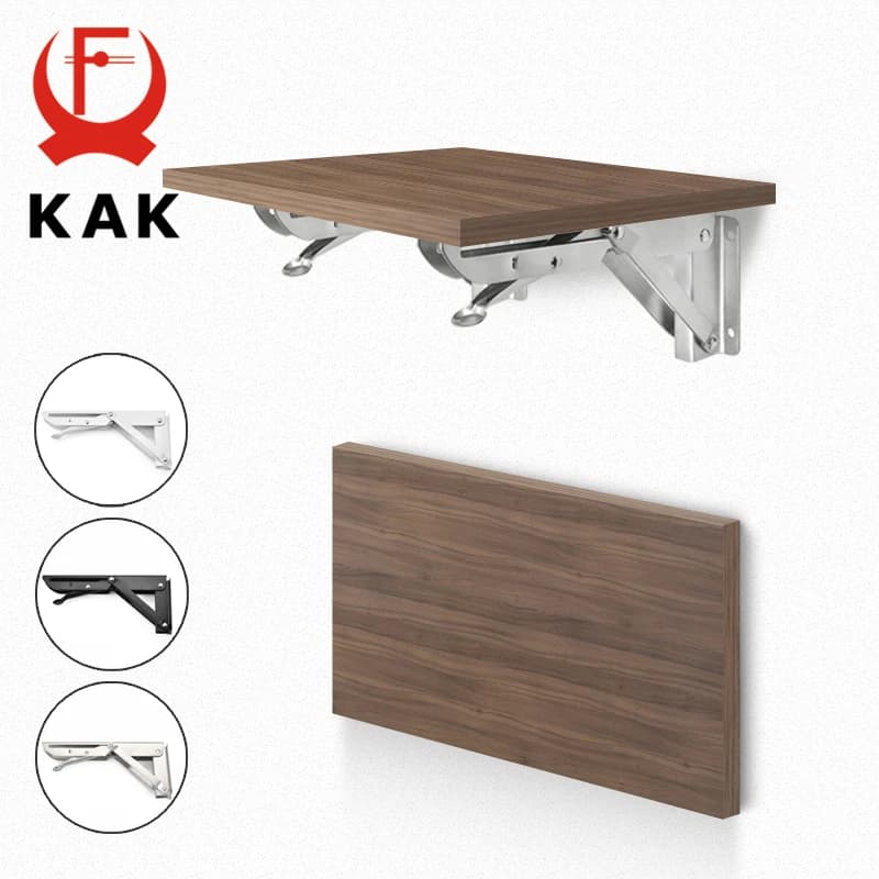 KAK 2 uds soporte de estante plegable de acero inoxidable resistente soporte de estante plegable Hardware para mesa de trabajo RV coche ahorro de