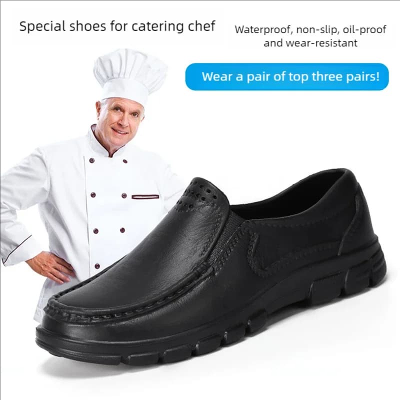 Zapatos de Chef para las cuatro estaciones, antideslizantes, resistentes al aceite, de talla grande, informales, de negocios, para trabajo, EVA, a la