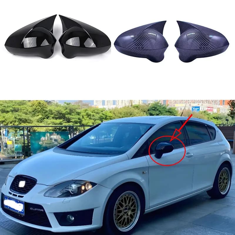 Para modelos Seat Ibiza MK4 y Seat Leon MK2 2008-2017 con componentes de fibra de carbono en el diseño del espejo retrovisor lateral