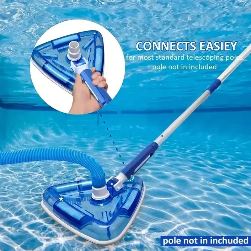 Cabezal de vacío de piscina Triangular transparente ponderado con conexión de manguera giratoria y mango de Clip EZ conectar manguera de 1-1/4 "o