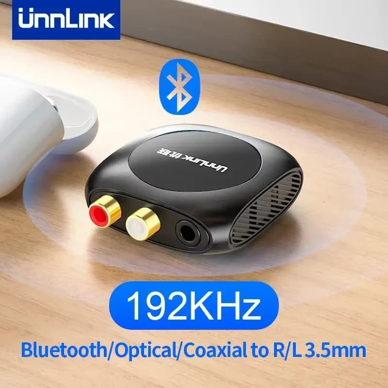 Unnlink 192KHz convertidor DAC de Audio Digital a analógico Bluetooth Spdif óptico Toslink Coaxial a decodificador auxiliar 2RCA de 3,5mm