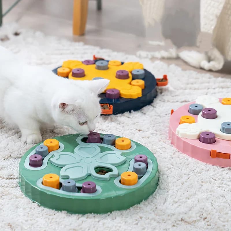 Rompecabezas interactivo para gatos y perros, cuencos de comida lenta para gatos, perros pequeños, gatitos, juguetes de entrenamiento para mascotas,