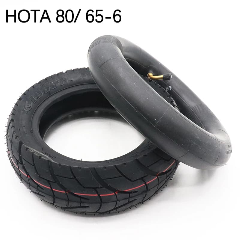 Neumático exterior de alta calidad para patinete eléctrico, rueda de goma HOTA, tubo interior, 10 pulgadas, 80/65-6