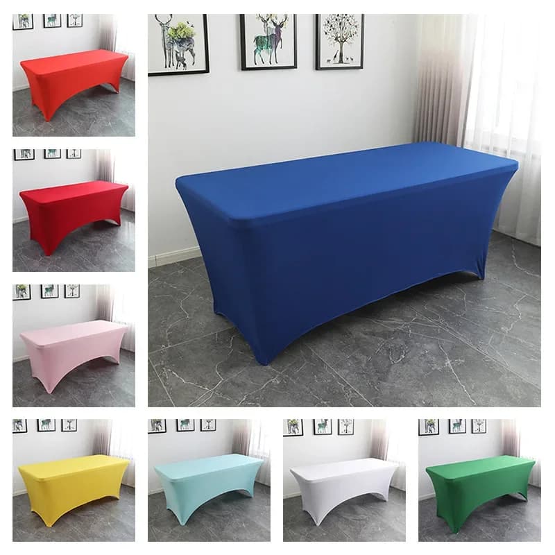 Manteles de Spandex para Decoración de Bodas, Manteles Rectangulares Largos para Banquetes, Hoteles, Fiestas de Cumpleaños, Salas de Reuniones,