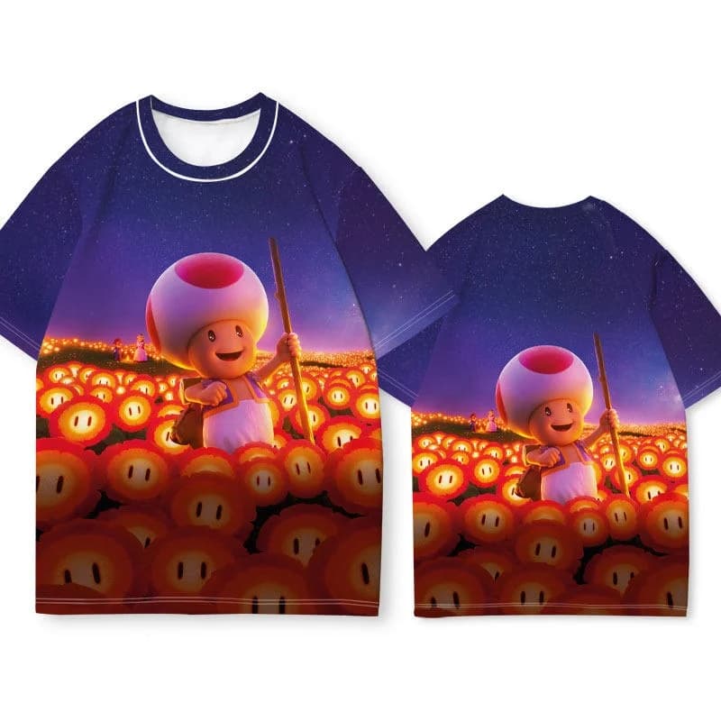 Camiseta de Manga Corta para Padres e Hijos, Transpirable, de Secado Rápido, con Diseño de Super Mario Bros, Colaboración de Verano