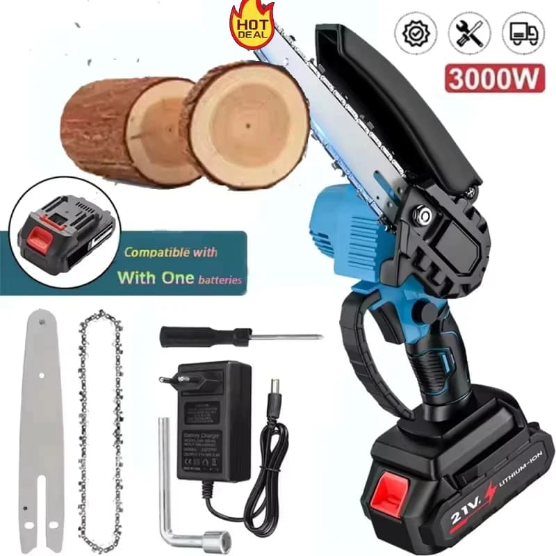 Sierra Eléctrica Inalámbrica de 6 Pulgadas para Batería Makita de 18V, con Lubricación Automática, Motosierra Manual para Jardín, Herramienta
