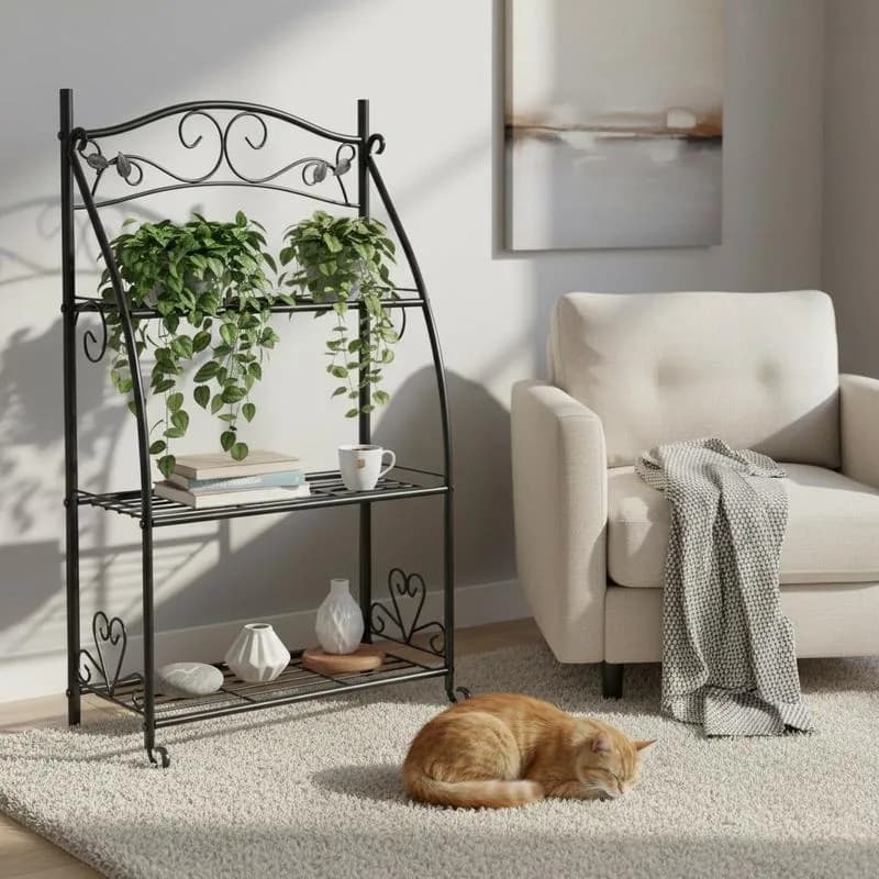 Soporte para flores, negro, 56x30x96 cm, acero