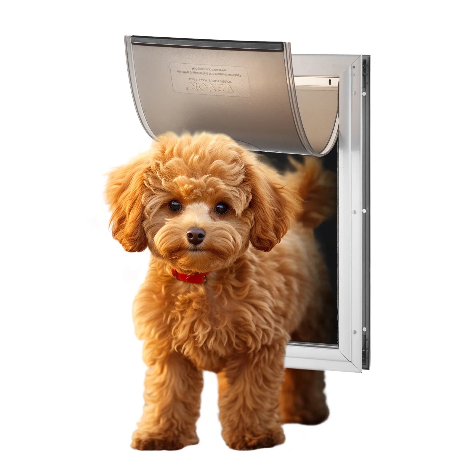 SucceBuy Marco de aluminio para puerta de mascotas con sistema de cerradura y solapa Puerta para perros resistente a la intemperie Fácil de instalar