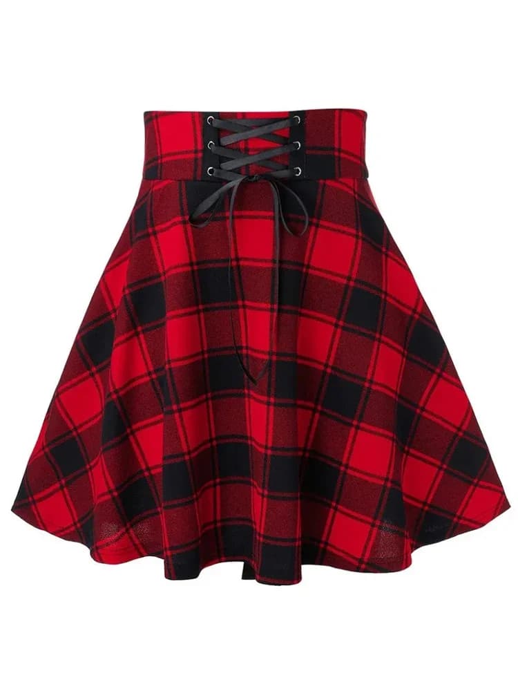 Falda a cuadros negra gótica Retro para mujer, minifaldas Punk de Hip Hop para primavera y otoño, novedad de 2024